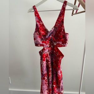Marciano by guess red flora like cut out dress
